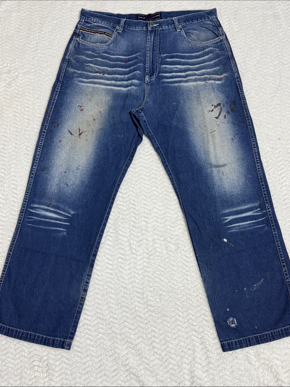 Vintage Phat Farm Men's Baggy Wide Leg Y2K Hip Hop Skater Denim Jeans 38x33